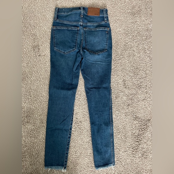 Madewell jeans. Size 23P. 10” High Rise Skinny. Mid wash. Raw hem. Button fly. - Picture 3 of 5